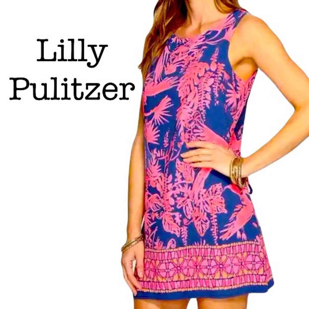 Lilly Pulitzer Donna Shift Navy Coral Romper Dress Size 0
